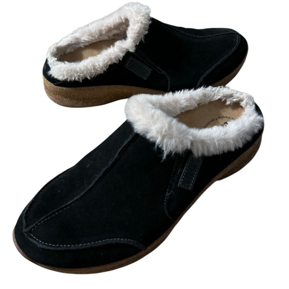 Taos future black suede faux fur slip on mule clogs shoes 9 - Picture 8 of 9
